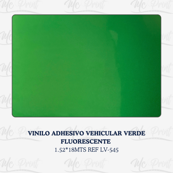 VINILO ADHESIVO VEHICULAR VERDE FLUORESCENTE 1.52*18MTS