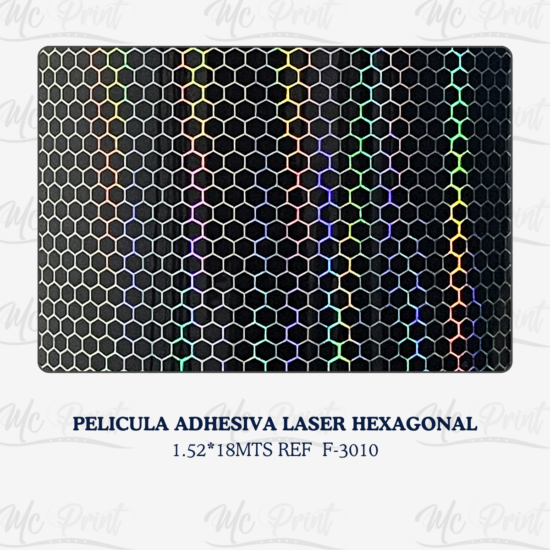 PELICULA ADHESIVA LASER HEXAGONAL1.52*18MT F3010
