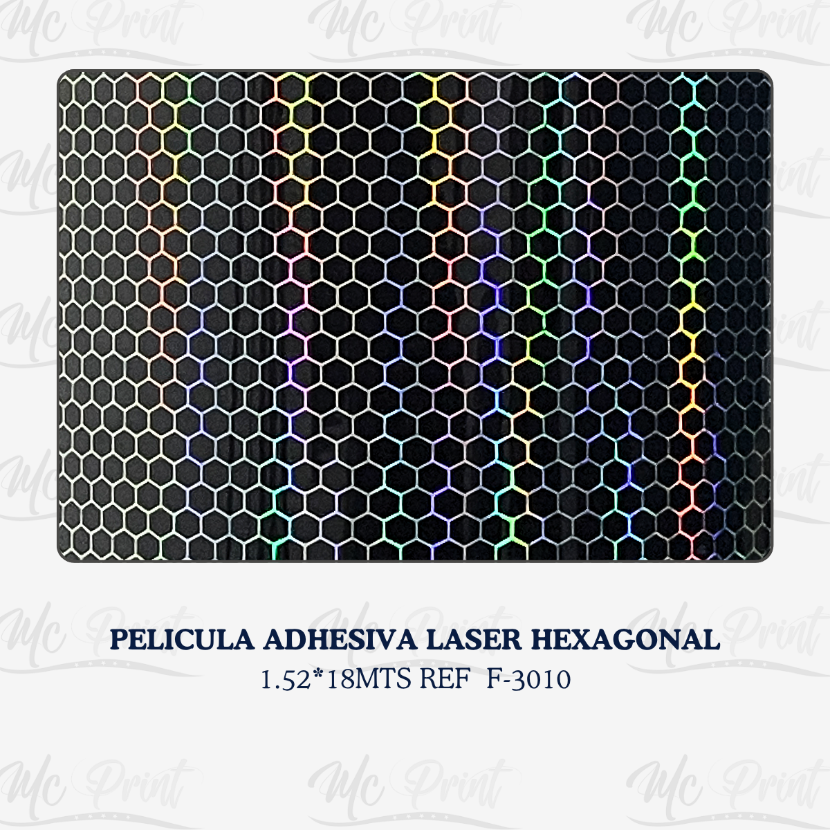 PELICULA ADHESIVA LASER HEXAGONAL1.52*18MT F3010