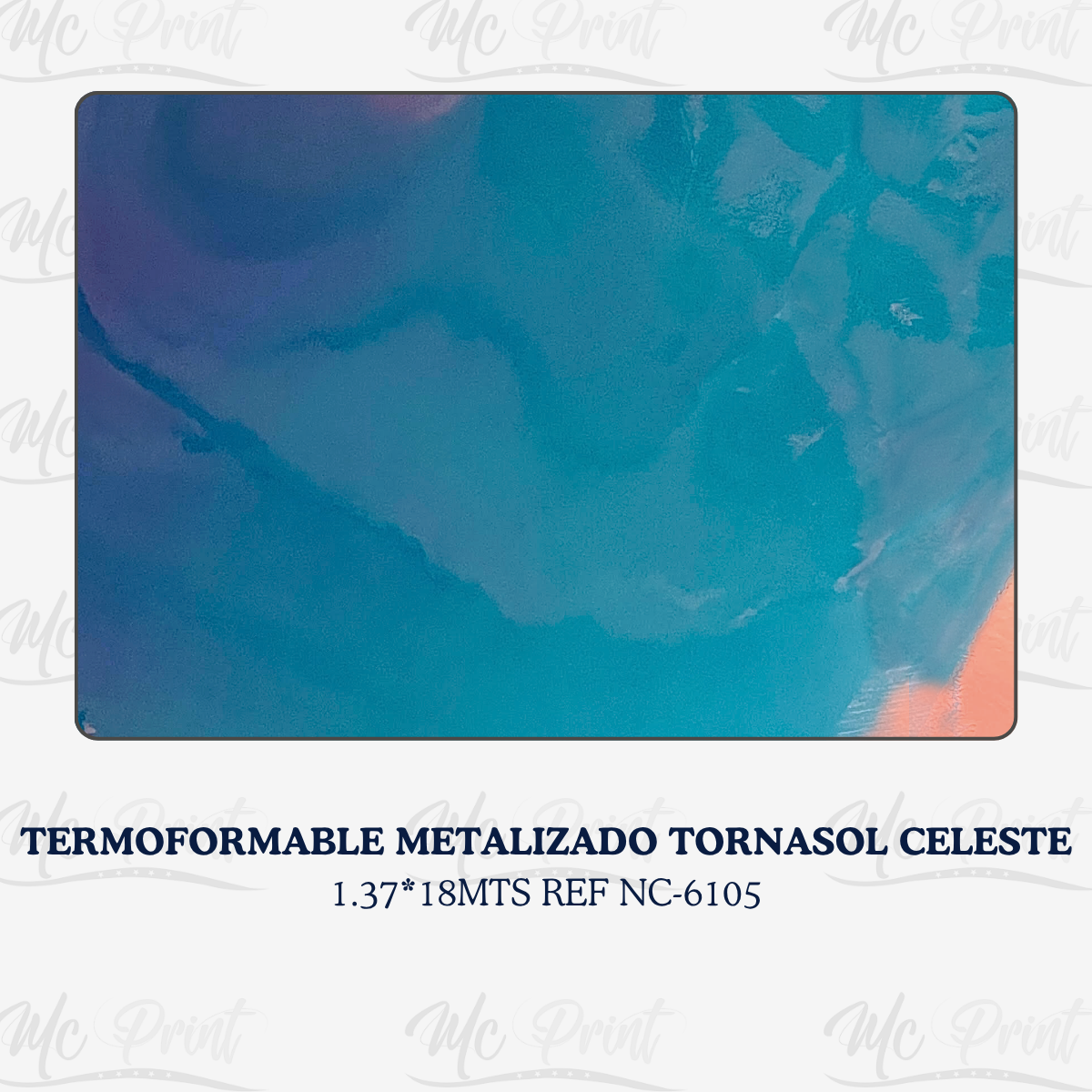 TERMOFORMABLE METALIZADO TORNASOL CELESTE*1.37*18M
